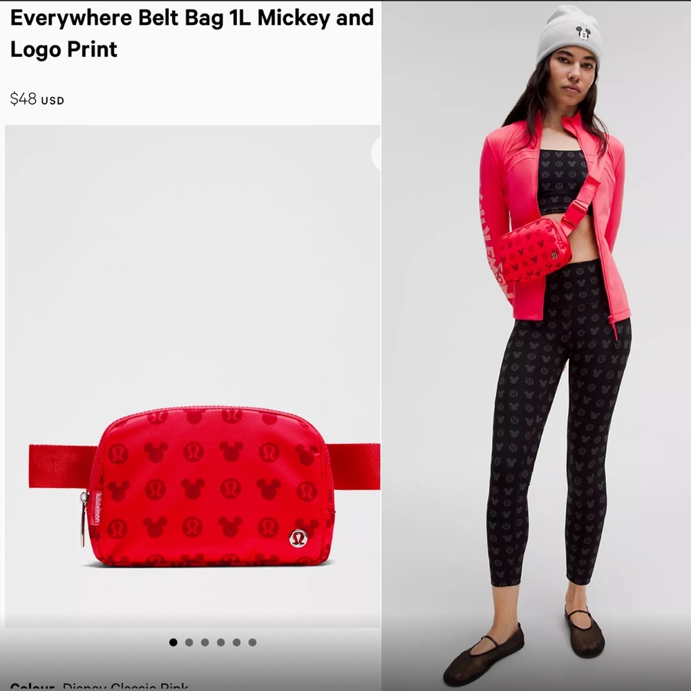NEW! Disney x lululemon Everywhere Belt Bag - Red/ Dark Pink